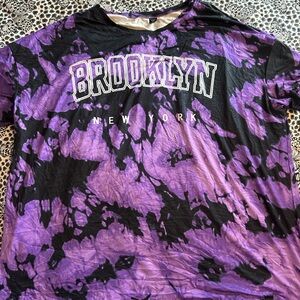 Brooklyn Tie-Dye Graphic Tee — Purple & Black